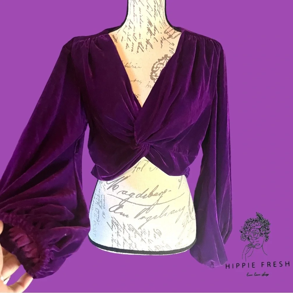 Zara Purple Velvet Blouse - Picture 1 of 8